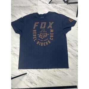 FOX Rebel Riders Crew T-Shirt 2XL Blue Moto Graphic Tee Fox Head Logo #8